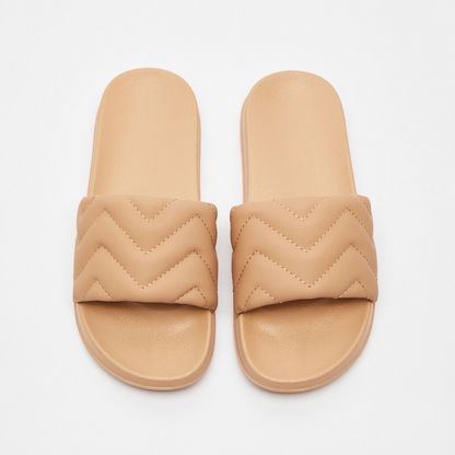Quilted Open Toe Slide Slippers