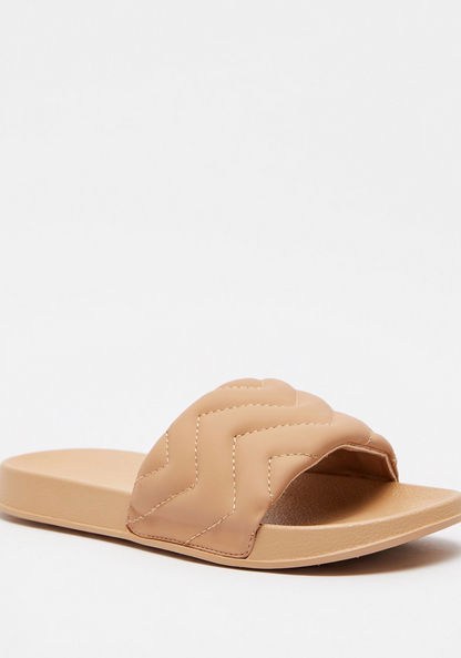 Quilted Open Toe Slide Slippers-Women%27s Flip Flops & Beach Slippers-image-1