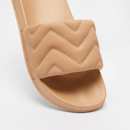 Quilted Open Toe Slide Slippers