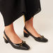 Celeste Women's Solid Slingback Pumps with Block Heels and Metallic Accent-Women%27s Heel Shoes-thumbnail-0
