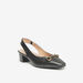 Celeste Women's Solid Slingback Pumps with Block Heels and Metallic Accent-Women%27s Heel Shoes-thumbnailMobile-1
