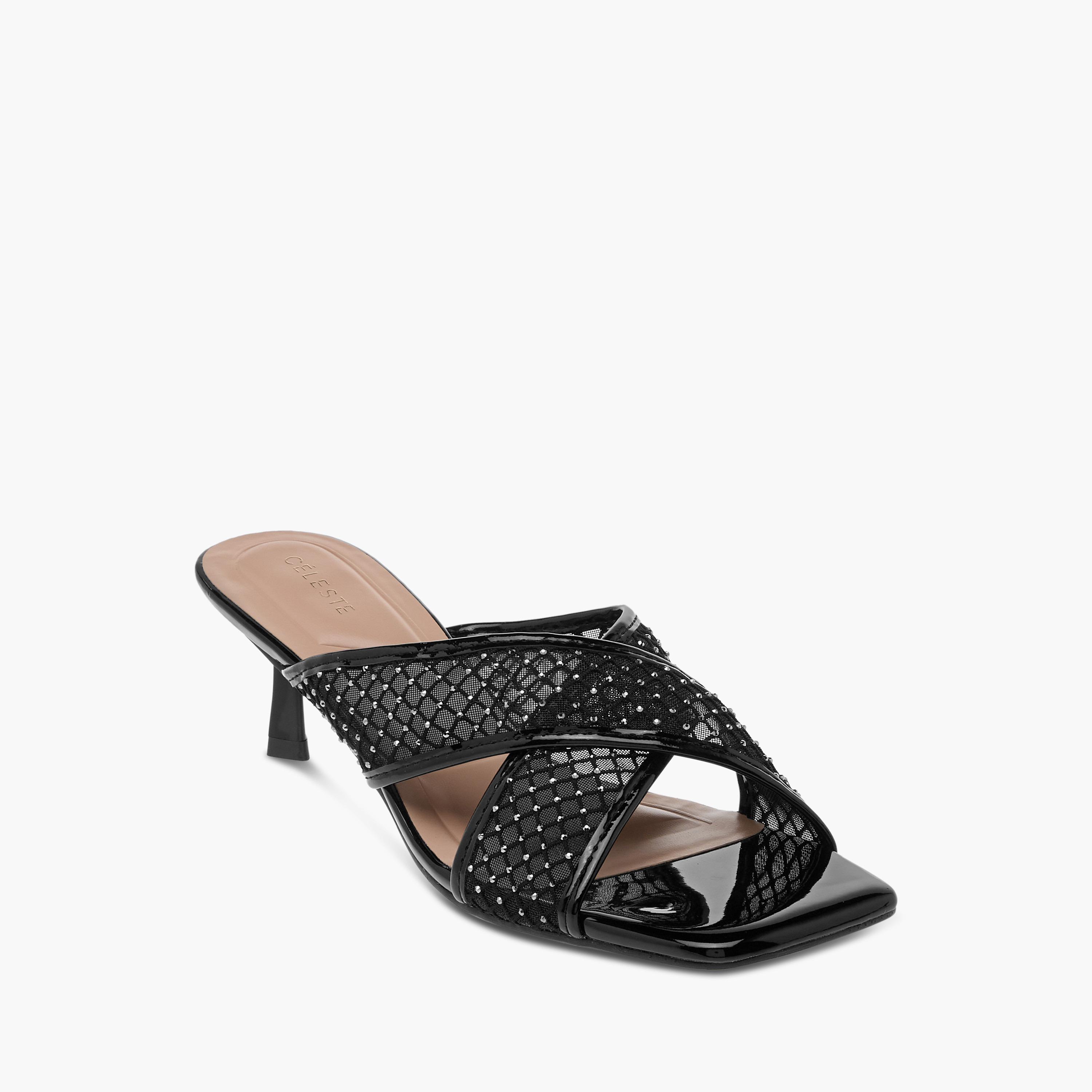 صندل مزين سهل الارتداء بحزام متقاطع وكعب صغير للنساء من سيليست-women-shoes-sandals-heeled-image-2