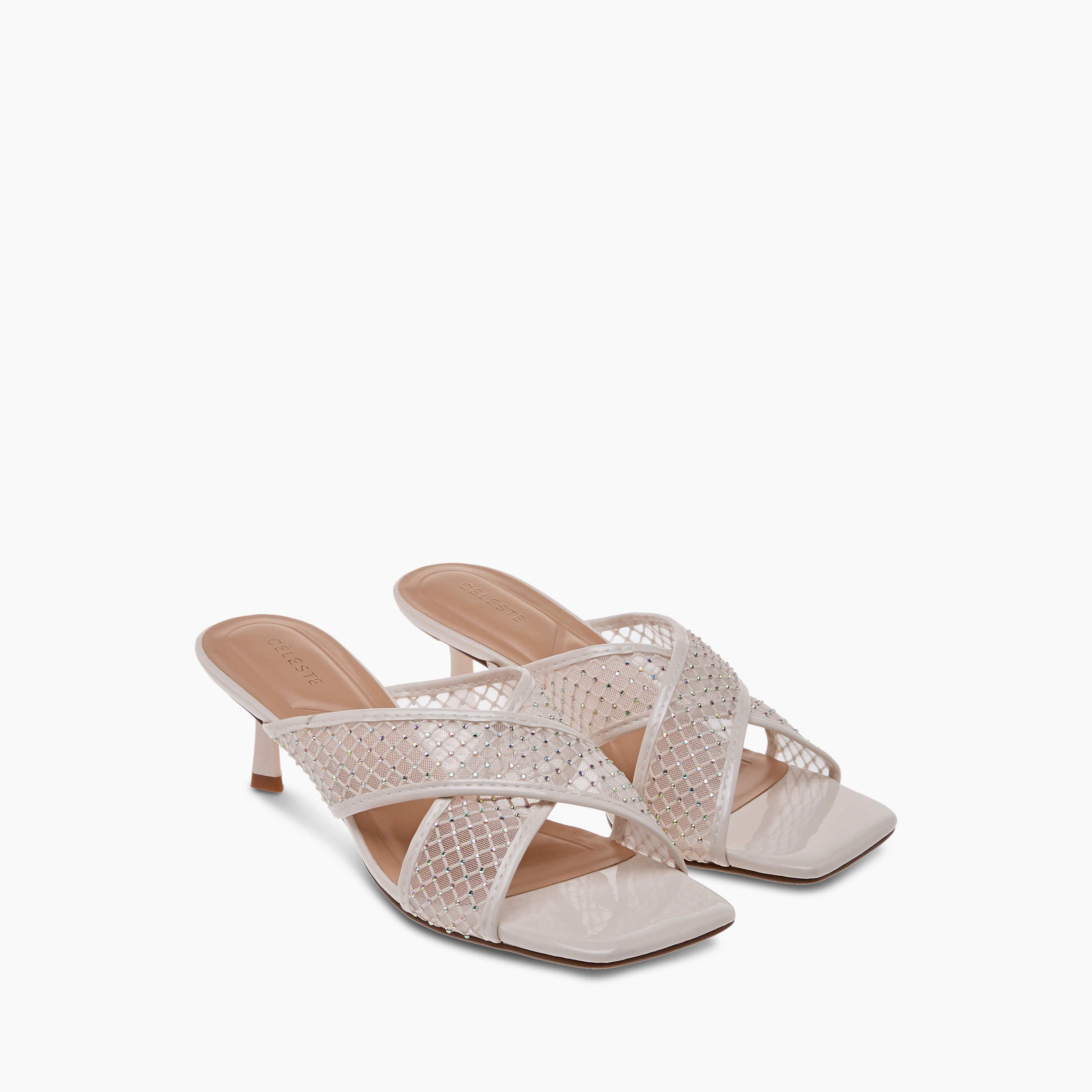 Celeste Women's Embellished Slip-On Cross Strap Sandals with Kitten Heels-women-shoes-sandals-heeled-image-1