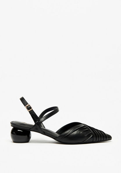 Celeste Women's Pleated Sandals with Buckle Closure and Block Heels-Women%27s Heel Shoes-image-0