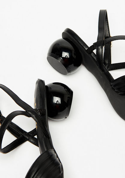 Celeste Women's Pleated Sandals with Buckle Closure and Block Heels-Women%27s Heel Shoes-image-3