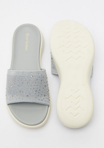 Le Confort Textured Slip-On Slide Sandals-Women%27s Flat Sandals-image-4