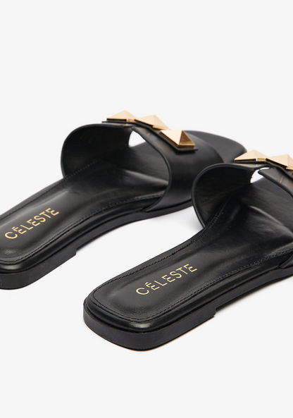 Celeste Women's Slip-On Slide Sandals with Metal Accent