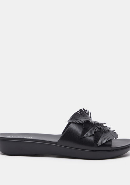 Le Confort Slip-On Slide Sandals with Feather Detail