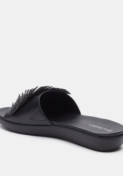 Le Confort Slip-On Slide Sandals with Feather Detail