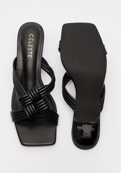 Celeste Women's Open Toe Knot Strappy Sandals with Kitten Heels