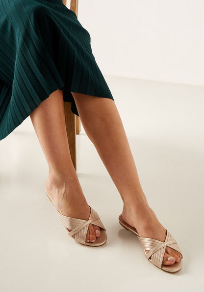 Celeste Women's Textured Slip-On Slide Sandals-Women%27s Flat Sandals-image-0