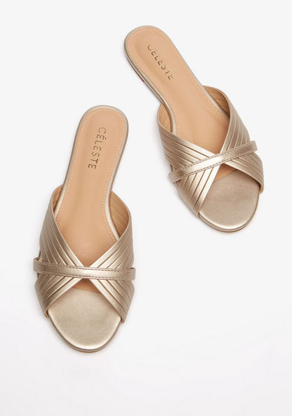 Celeste Women's Textured Slip-On Slide Sandals-Women%27s Flat Sandals-image-2