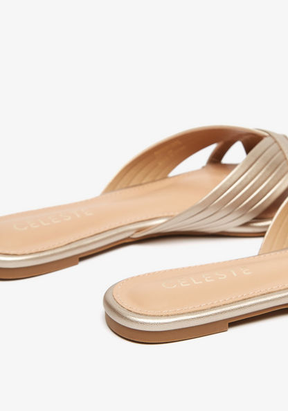 Celeste Women's Textured Slip-On Slide Sandals-Women%27s Flat Sandals-image-5
