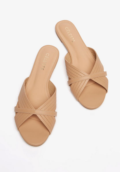 Celeste Women's Textured Slip-On Slide Sandals-Women%27s Flat Sandals-image-2