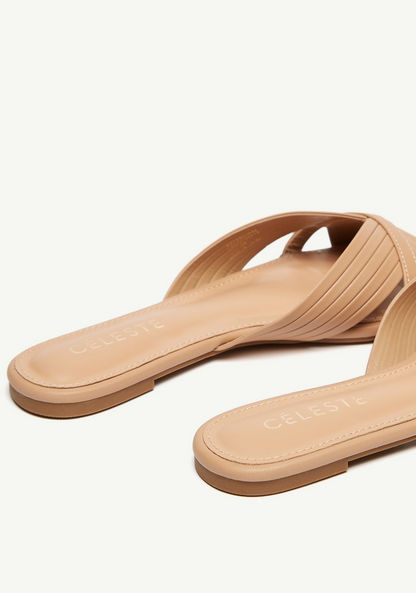 Celeste Women's Textured Slip-On Slide Sandals-Women%27s Flat Sandals-image-5