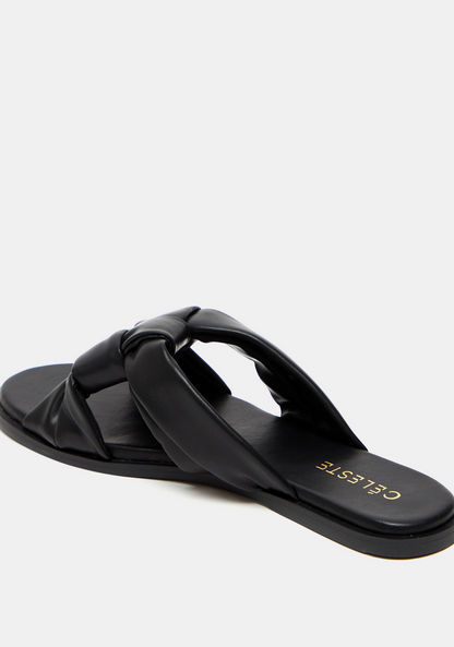 Celeste Women's Slip-On Slide Sandals with Woven Detail-Women%27s Flat Sandals-image-2