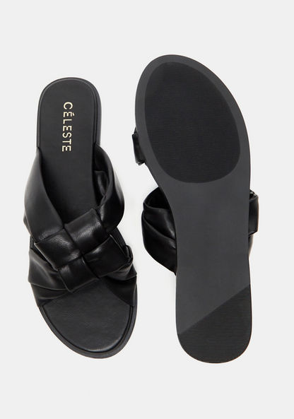 Celeste Women's Slip-On Slide Sandals with Woven Detail-Women%27s Flat Sandals-image-4