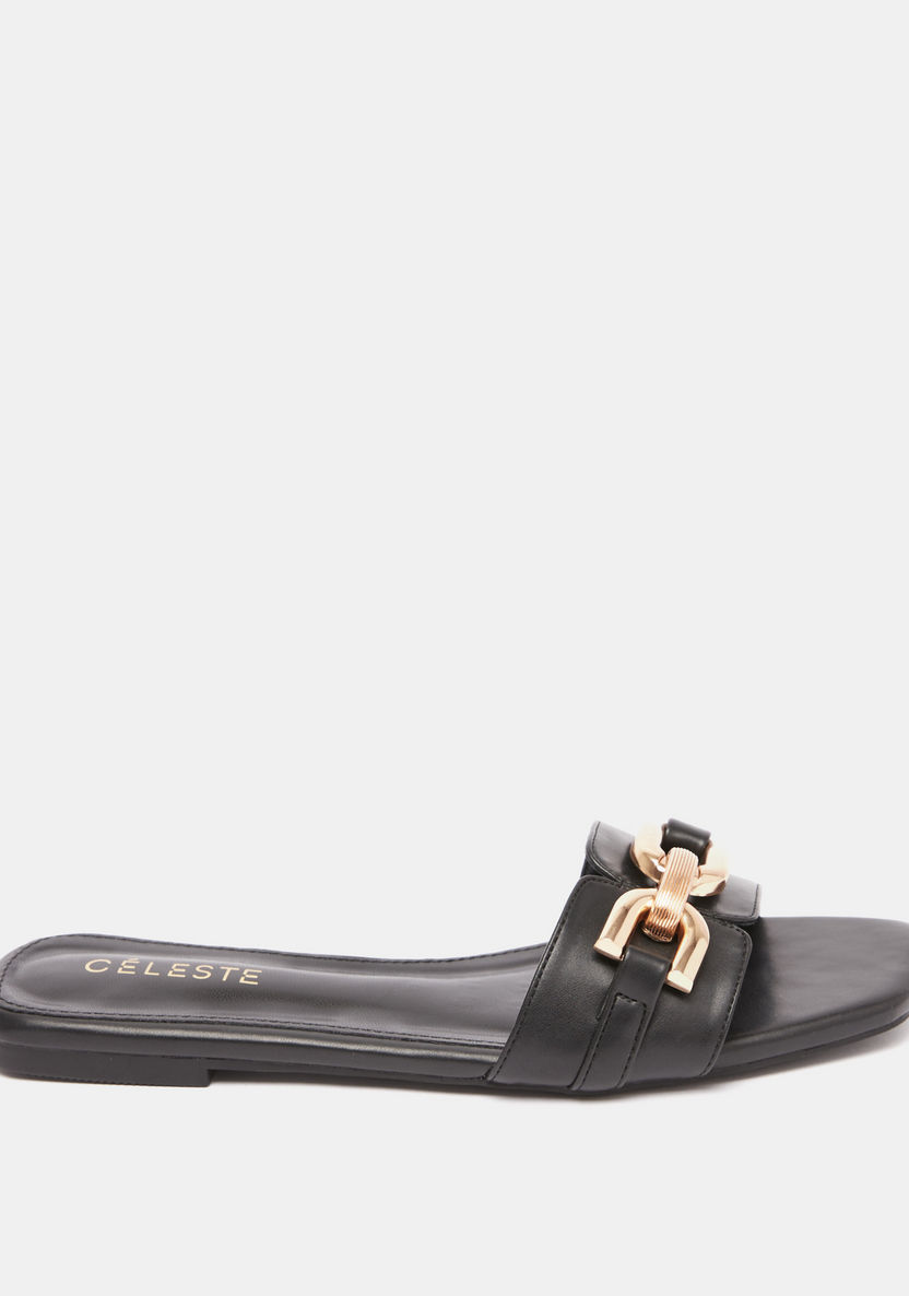 Celeste Women's Slip-On Slide Sandals with Buckle Accent-Women%27s Flat Sandals-image-0