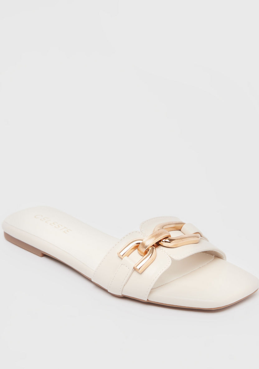 Celeste Women's Slip-On Slide Sandals with Buckle Accent-Women%27s Flat Sandals-image-1