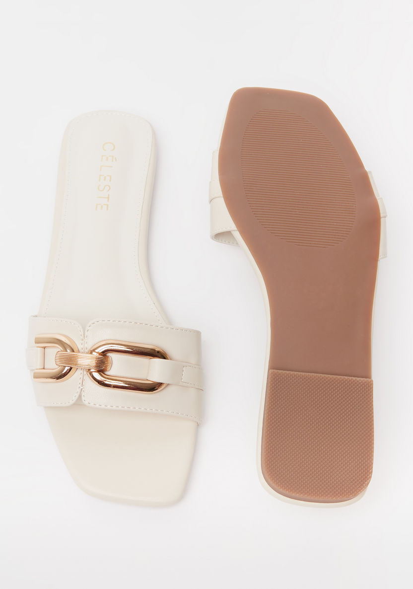 Celeste Women's Slip-On Slide Sandals with Buckle Accent-Women%27s Flat Sandals-image-4