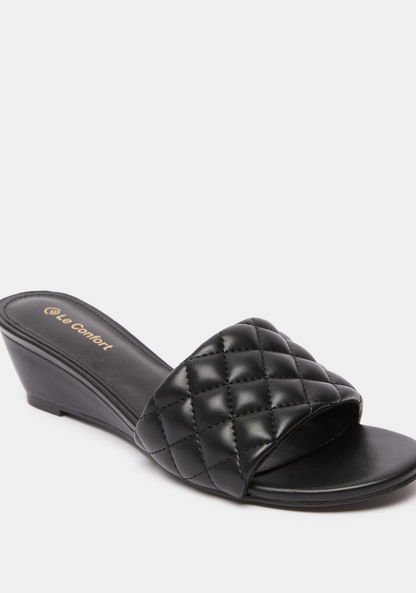 Le Confort Quilted Slide Sandals with Wedge Heels
