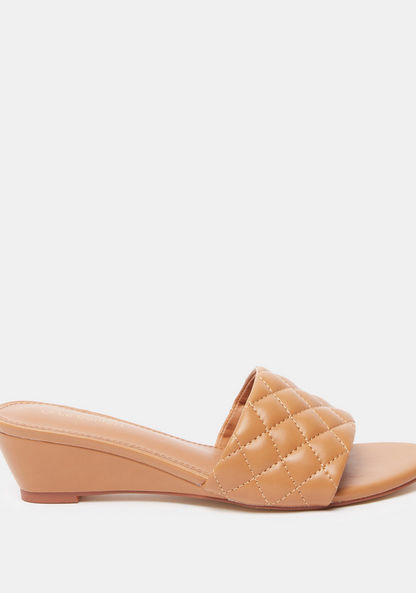 Le Confort Quilted Slide Sandals with Wedge Heels-Women%27s Heel Sandals-image-0