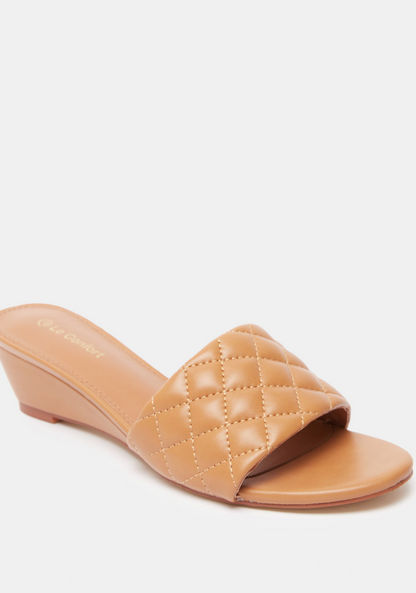 Le Confort Quilted Slide Sandals with Wedge Heels-Women%27s Heel Sandals-image-1