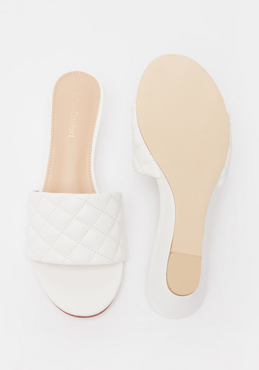 Le Confort Quilted Slide Sandals with Wedge Heels-Women%27s Heel Sandals-image-4