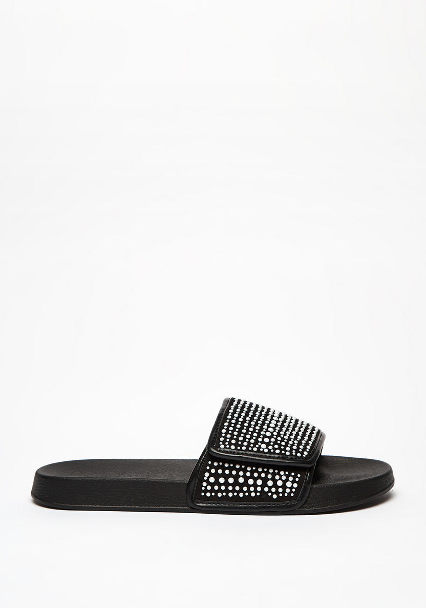 Embellished Slip-On Slide Slippers-Women%27s Flip Flops & Beach Slippers-image-1