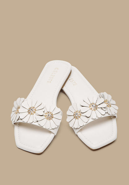 Celeste Women's Floral Accent Slip-On Flat Sandals