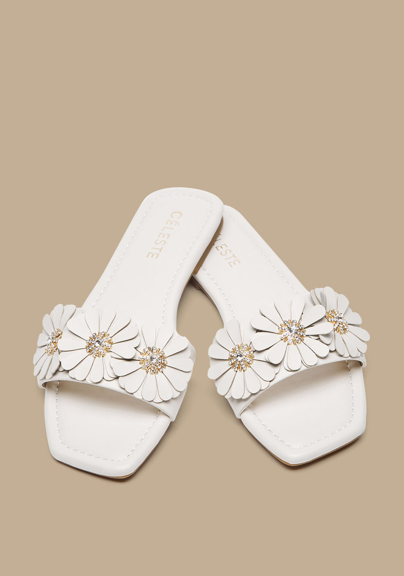 Celeste Women's Floral Accent Slip-On Flat Sandals-Women%27s Flat Sandals-image-1