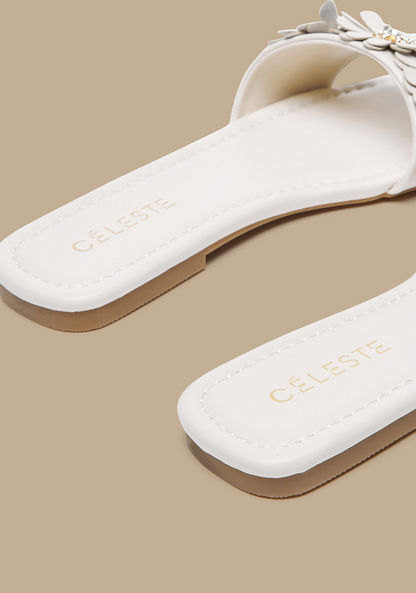 Celeste Women's Floral Accent Slip-On Flat Sandals-Women%27s Flat Sandals-image-2