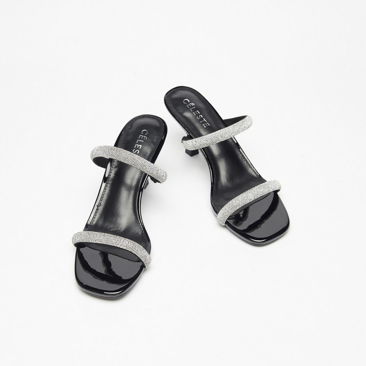 Celeste Women's Embellished Dual Strap Stiletto Heels