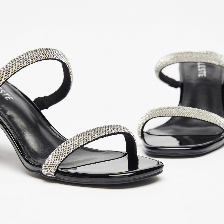 Celeste Women's Embellished Dual Strap Stiletto Heels