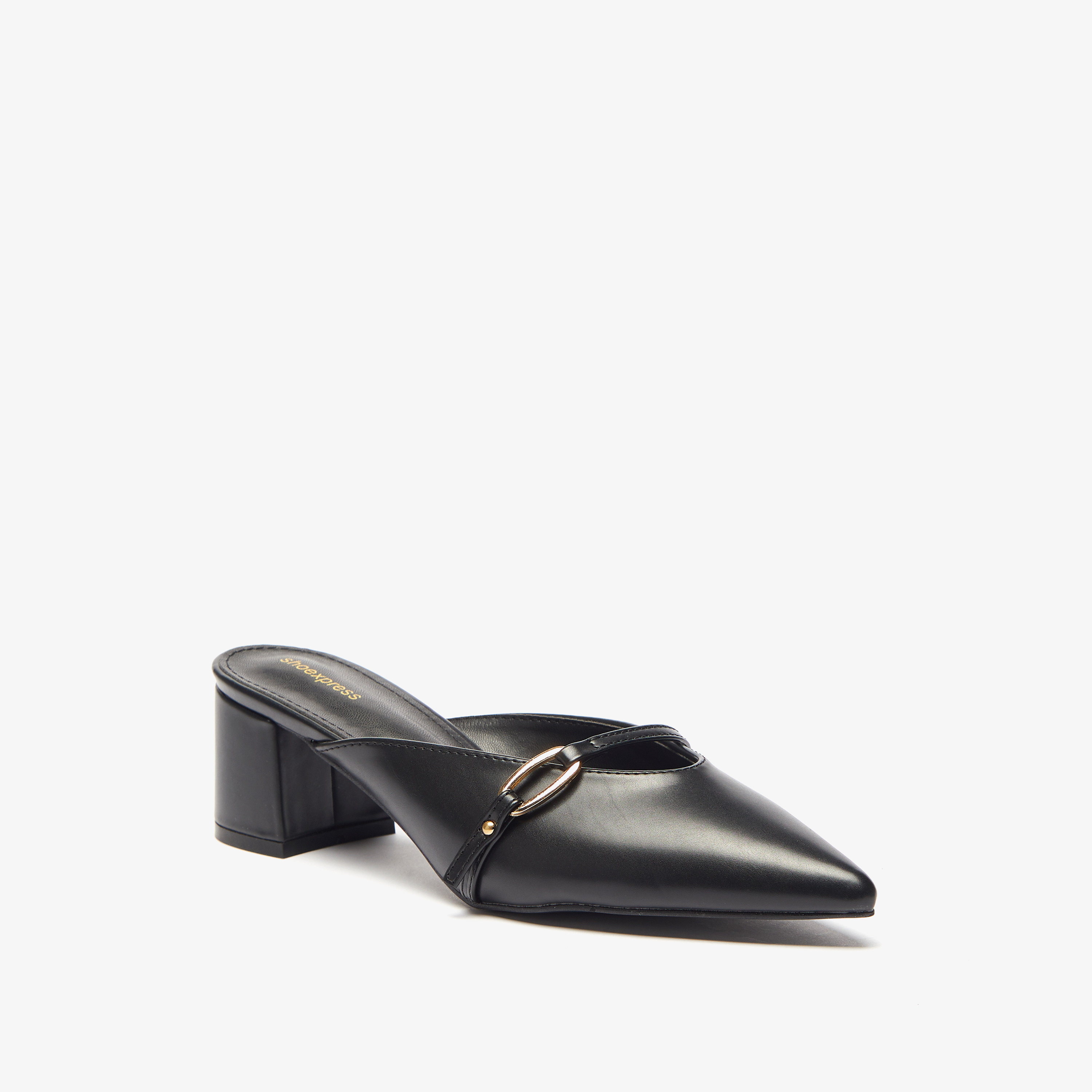 Pointed block 2024 heel mules