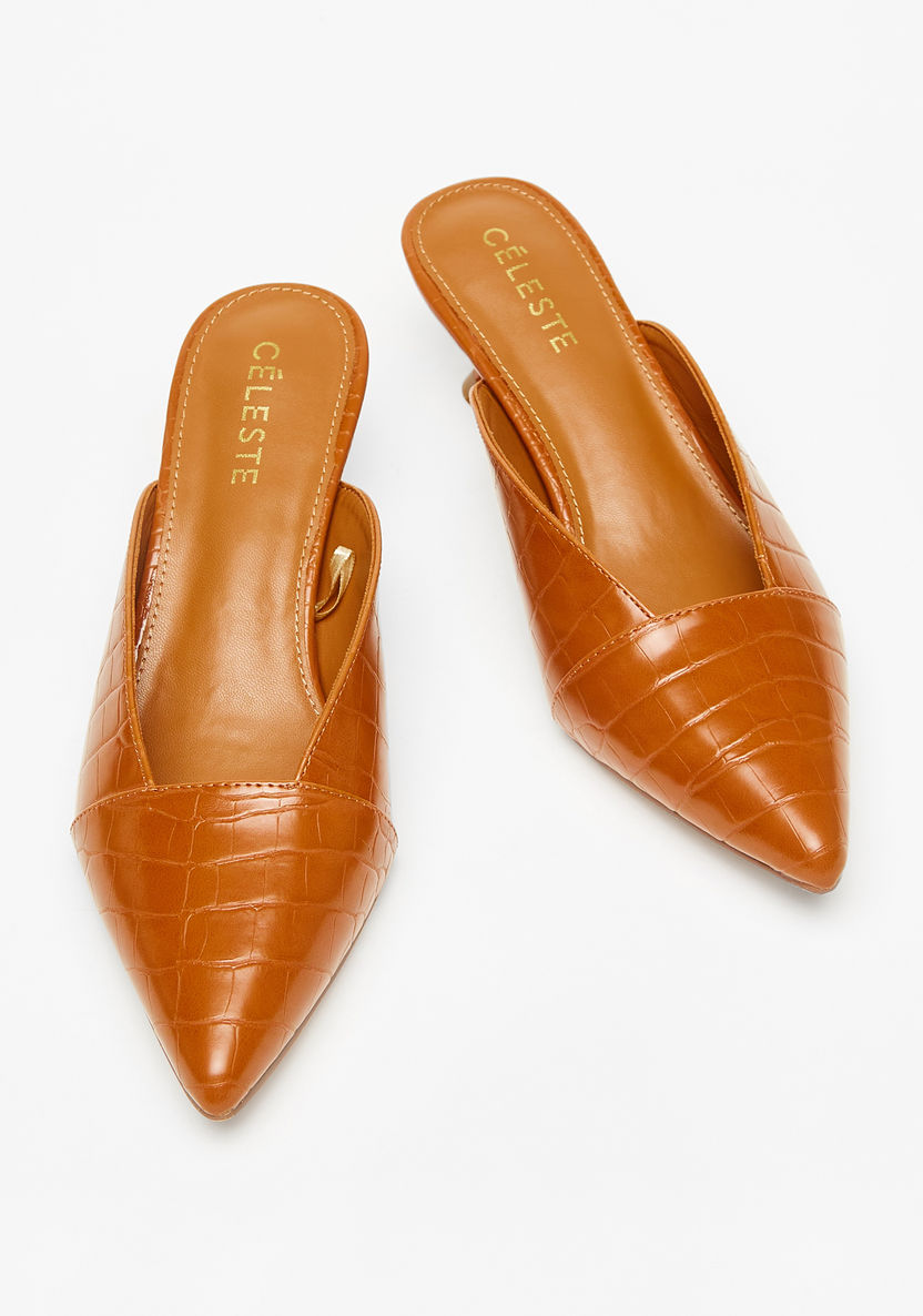 Celeste Women's Textured Mules with Kitten Heels-Women%27s Heel Shoes-image-1