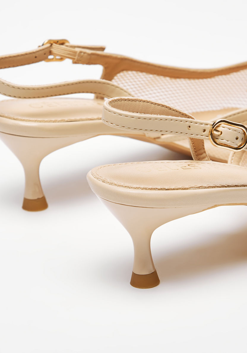 Celeste Women's Mesh Slingback Sandals with Buckle Closure-Women%27s Heel Sandals-image-2