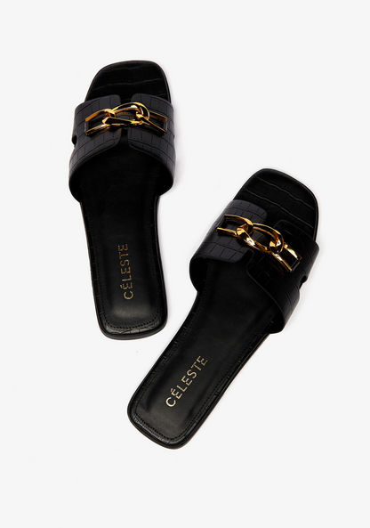 Celeste Women's Chain Accented Slip-On Sandals
