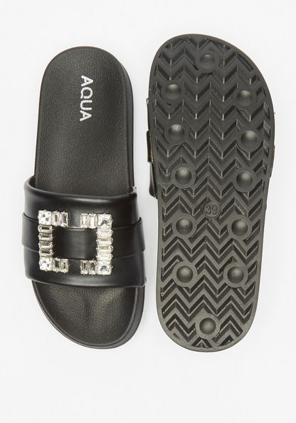 Aqua Embellished Slip-On Slide Slippers-Women%27s Flip Flops & Beach Slippers-image-3
