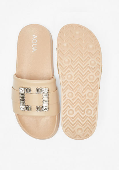 Aqua Embellished Slip-On Slide Slippers-Women%27s Flip Flops & Beach Slippers-image-3