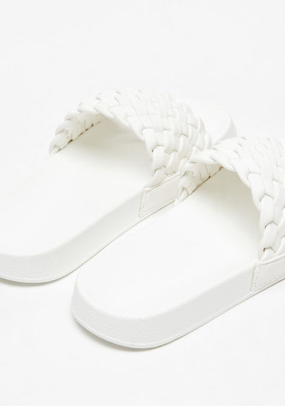Weave Textured Slip-On Slide Slippers-Girl%27s Flip Flops & Beach Slippers-image-2