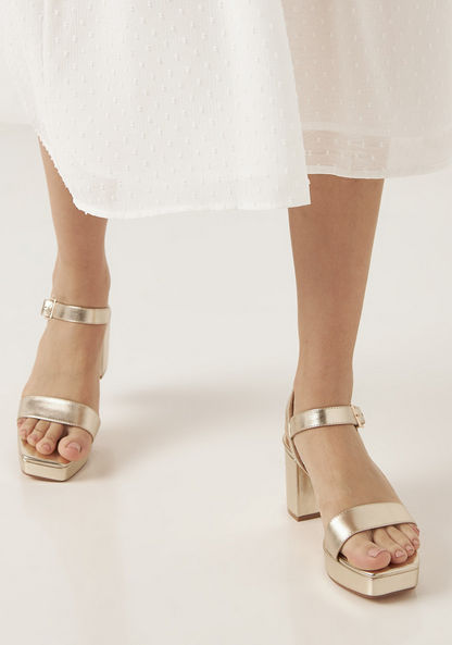 Celeste Women's Solid Sandals with Block Heels and Buckle Closure-Women%27s Heel Sandals-image-0