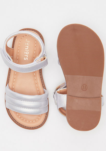 Juniors Quilted Flat Sandals with Hook and Loop Closure-Girl%27s Sandals-image-4