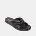 Le Confort Solid Slip-On Slide Sandals with Knot Detail-Women%27s Flat Sandals-thumbnailMobile-1
