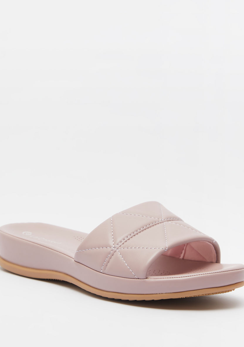 Le Confort Open Toe Quilted Slip-On Sandals-Women%27s Flat Sandals-image-1