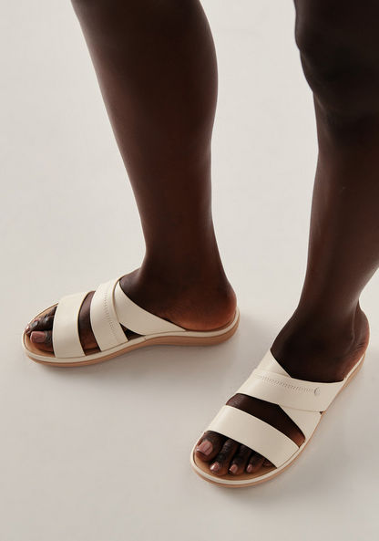 Le Confort Solid Slip-On Cross Strap Slide Sandals