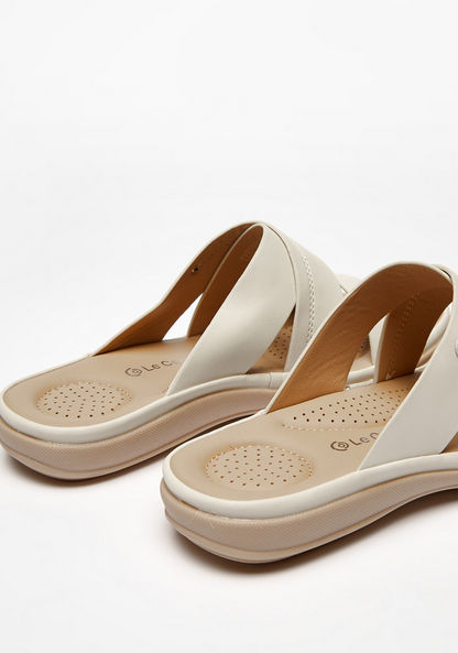 Le Confort Solid Slip-On Cross Strap Slide Sandals
