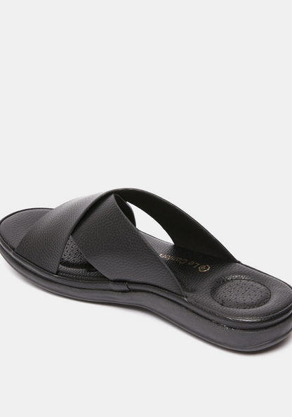 Le Confort Textured Slip-On Cross Strap Sandals-Women%27s Flat Sandals-image-2