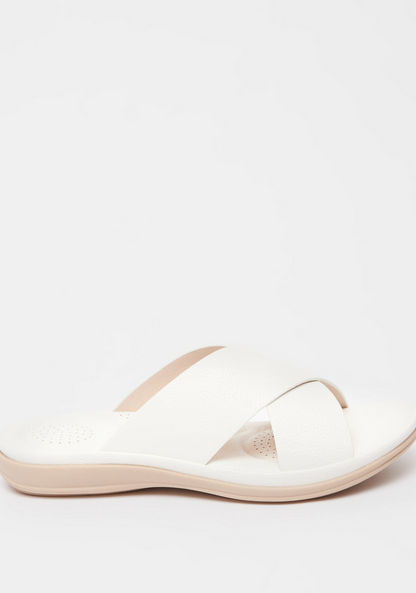 Le Confort Textured Slip-On Cross Strap Sandals-Women%27s Flat Sandals-image-0