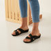 Le Confort Embellished Slide Sandals with Cross-Over Straps-Women%27s Flat Sandals-thumbnail-0